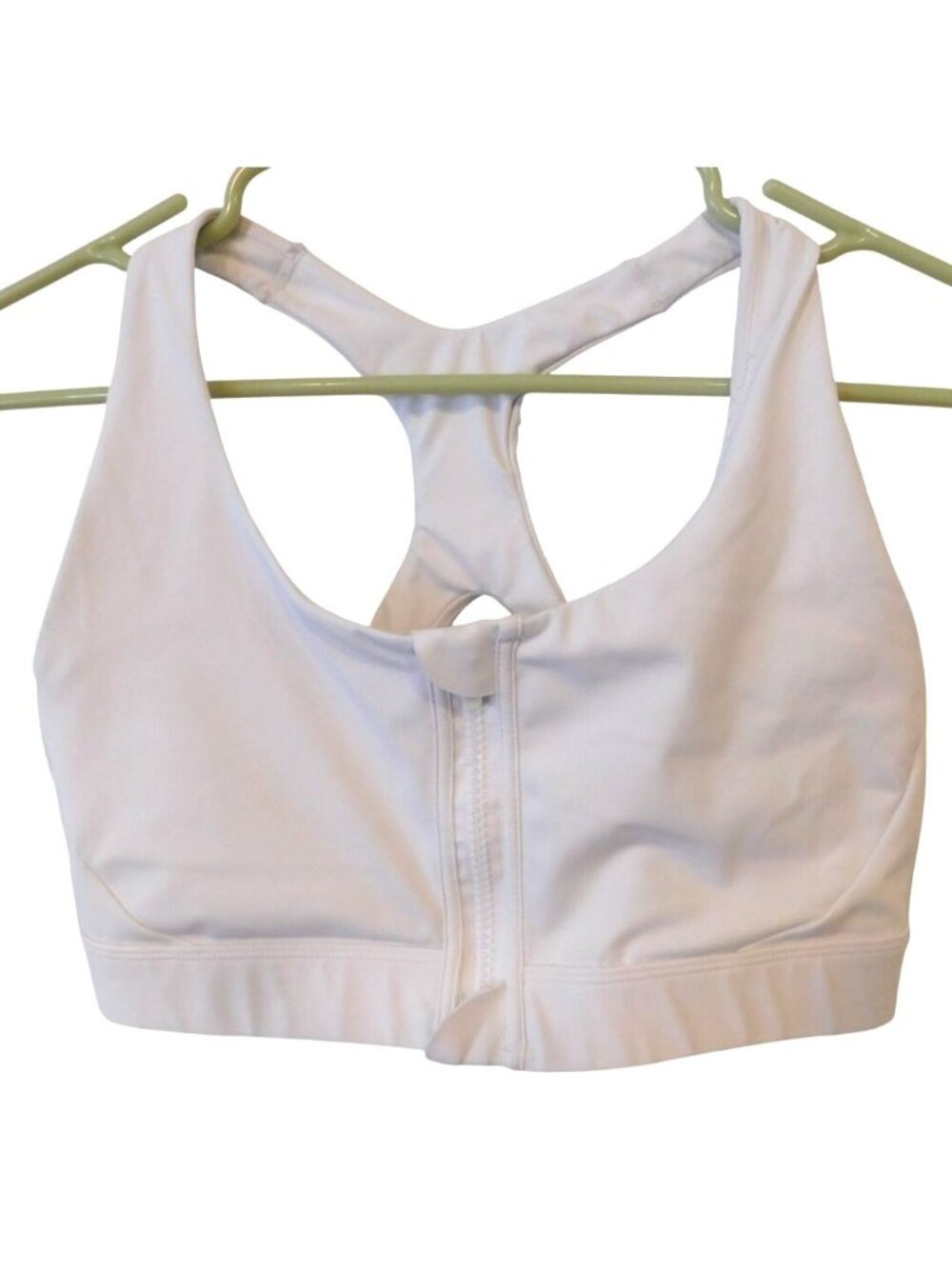 Avia L 12/14 White Zip Front Sports Bra Racerback Activewear Yoga Running Gym